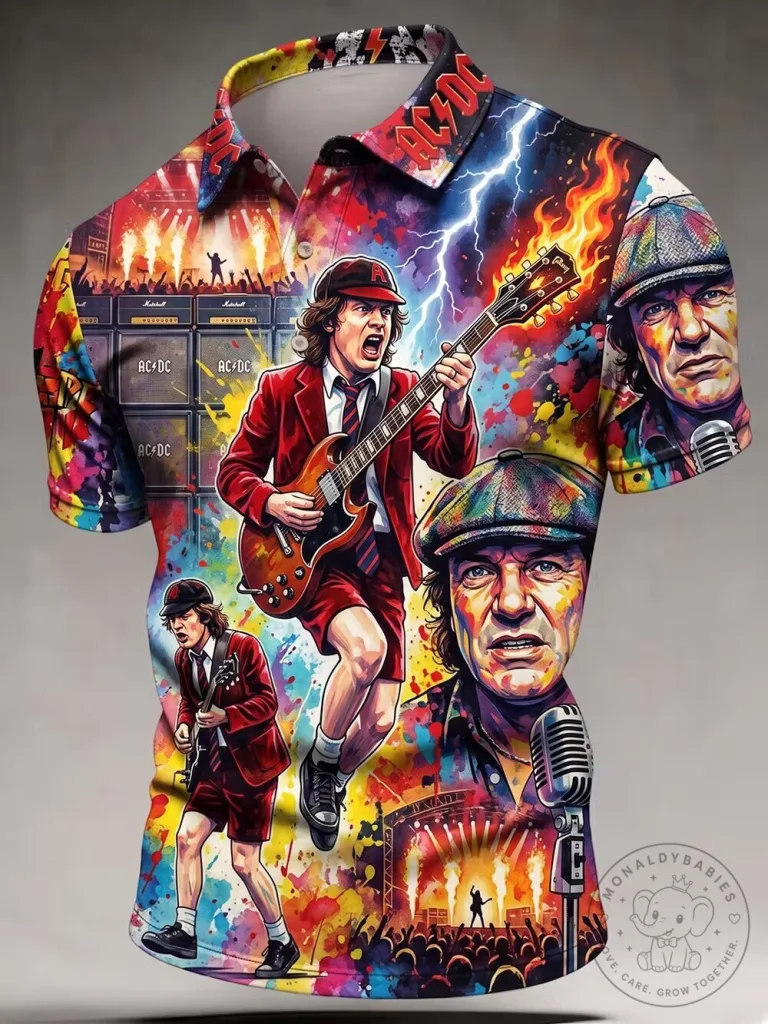 AC/DC Rock Band Shirt Men's Angus Young Polo Shirt 22 AC/DC Rock Band Shirt Men's Angus Young Polo Shirt