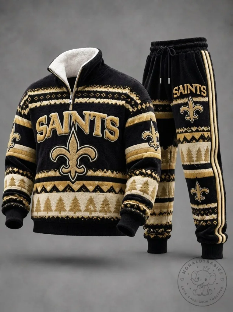 New Orleans Saints Christmas Fleece Quarter Zip Pullover and Sweatpants Set 23 New Orleans Saints Christmas Fleece Quarter Zip Pullover and Sweatpants Set