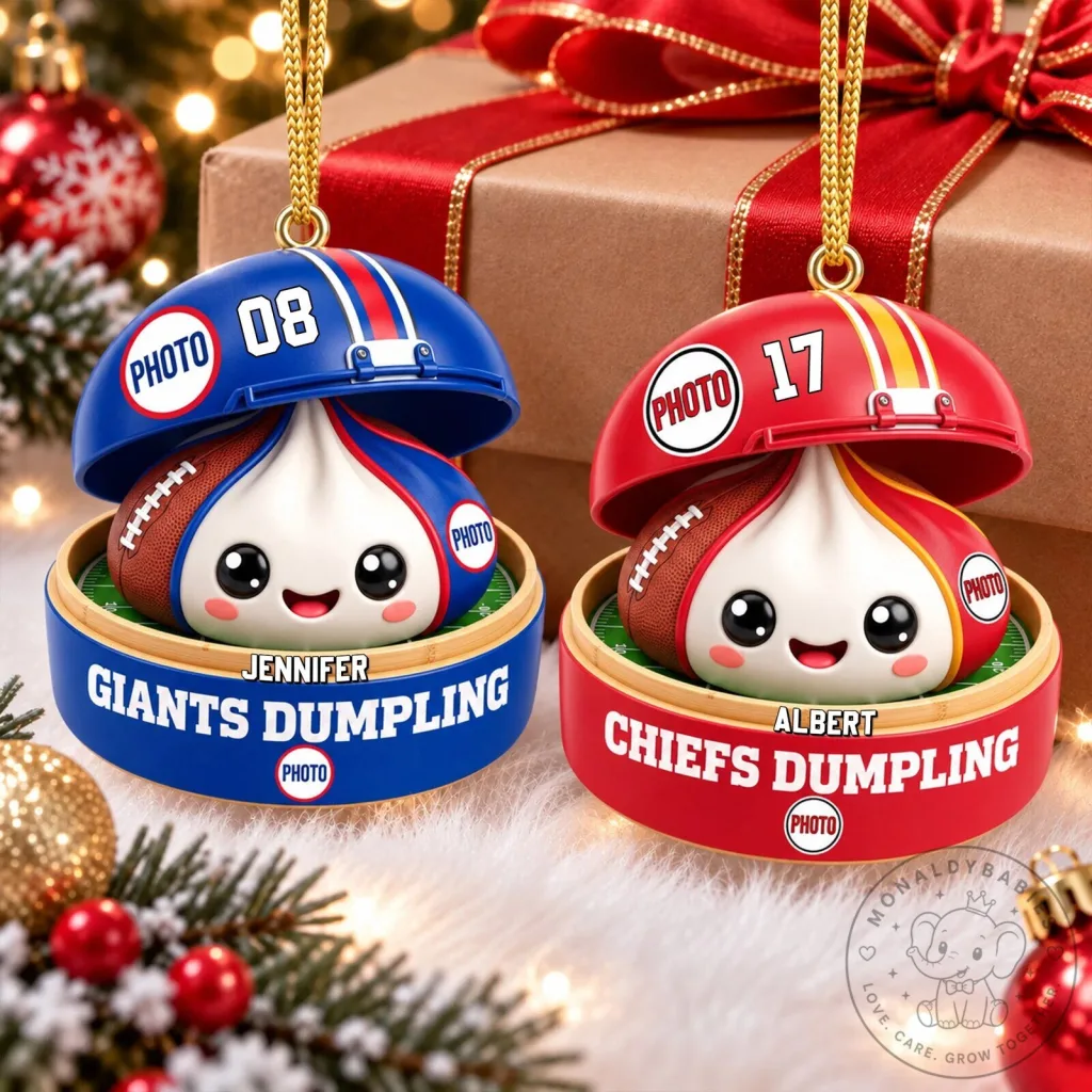 Personalized Football Team Dumpling Christmas Ornament for Sports Fans Personalized Football Team Dumpling Christmas Ornament for Sports Fans