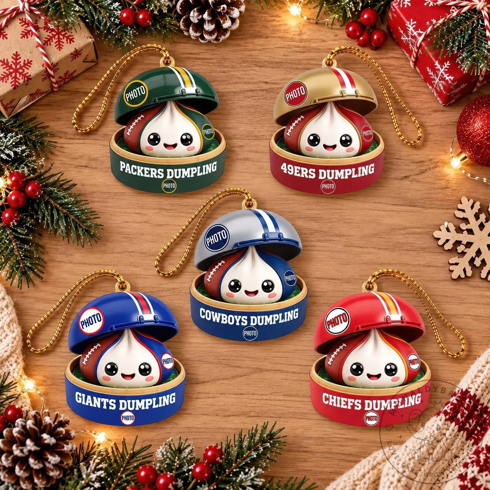 Personalized Football Team Dumpling Christmas Ornament for Sports Fans 8 Personalized Football Team Dumpling Christmas Ornament for Sports Fans