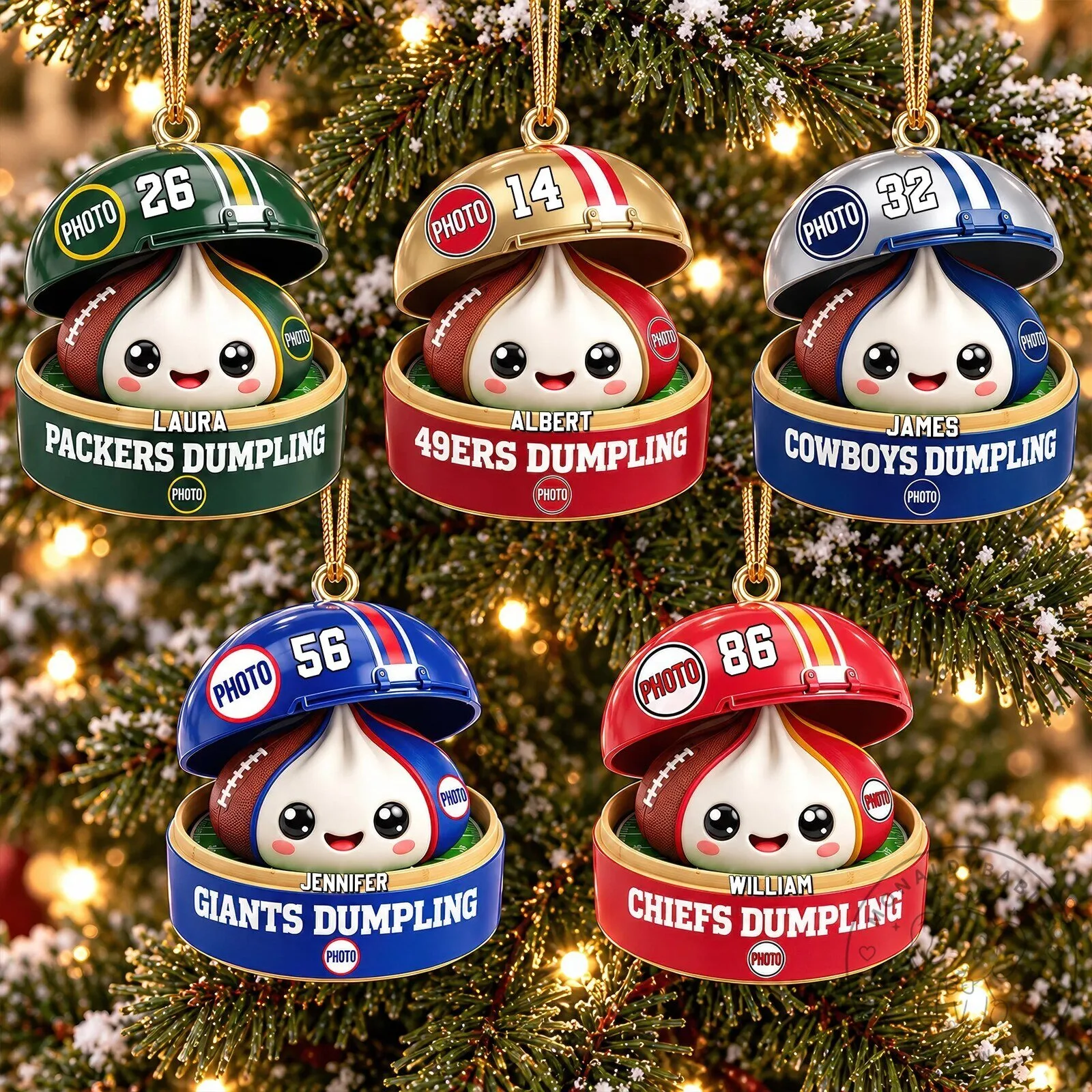 Personalized Football Team Dumpling Christmas Ornament for Sports Fans 10 Personalized Football Team Dumpling Christmas Ornament for Sports Fans