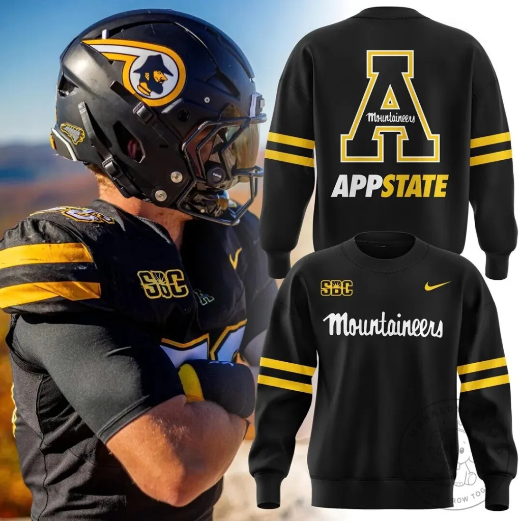 Appalachian State Mountaineers Football Team Black Sweatshirt for Fans