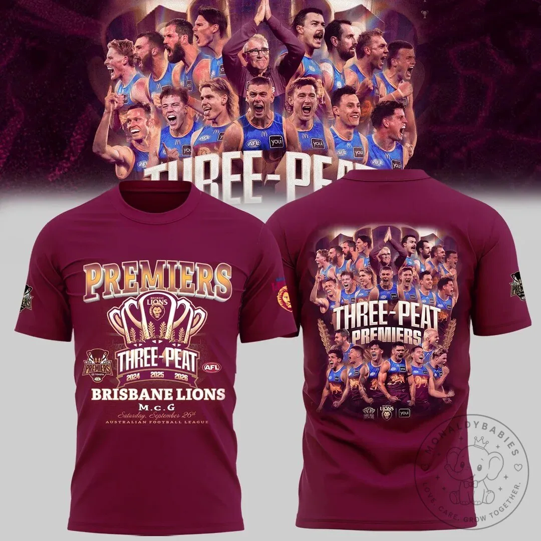 Brisbane Lions 2026 AFL Three-Peat Premiers Football Club T-Shirt