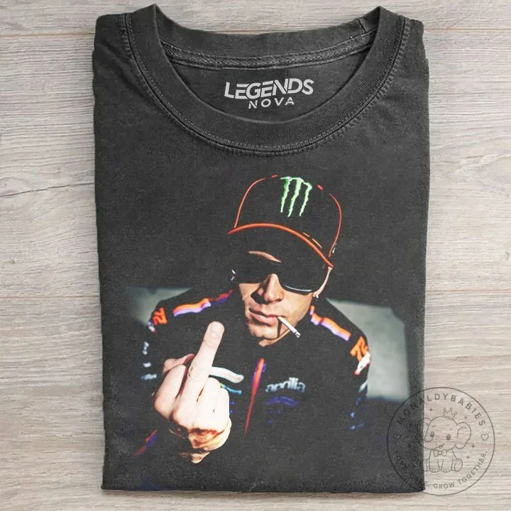 Marco Bezzecchi Middle Finger MotoGP Racing Black Graphic T-Shirt