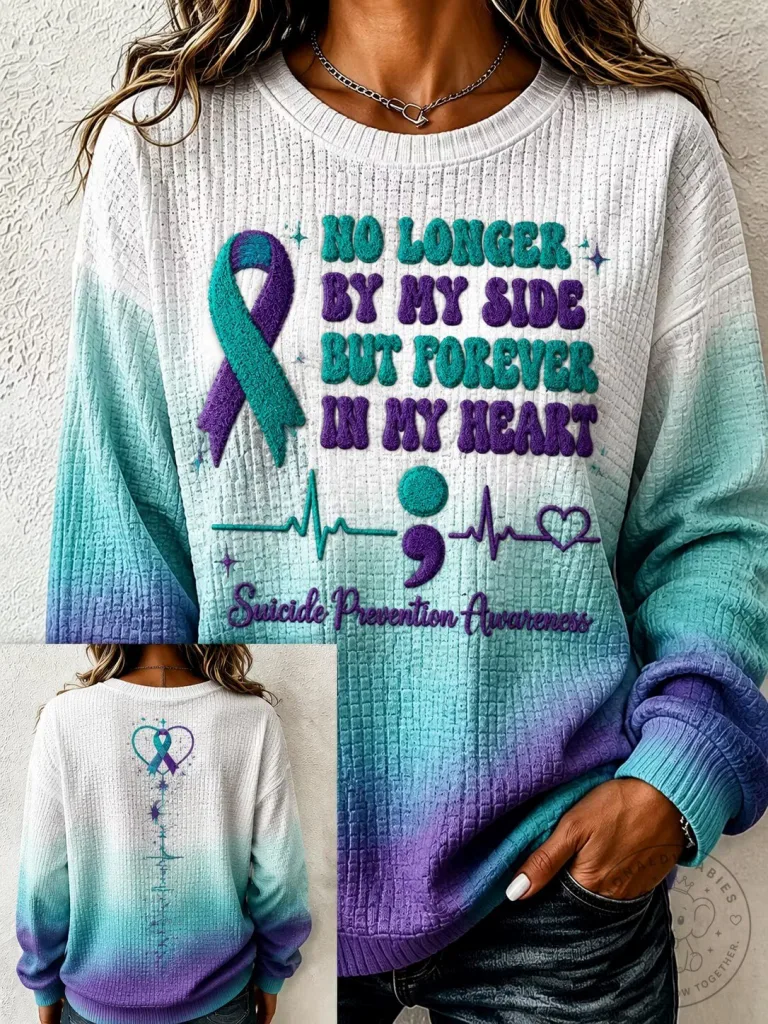 Suicide Prevention Awareness Ribbon Forever In My Heart Ombre Long-Sleeve Shirt