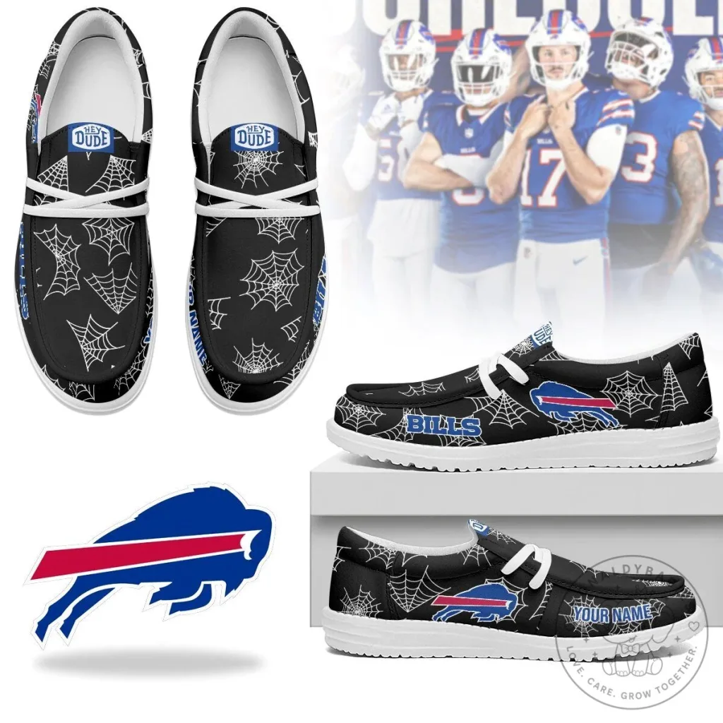 Buffalo Bills Halloween Spiderweb Hey Dude Style Shoes Buffalo Bills Halloween Spiderweb Hey Dude Style Shoes