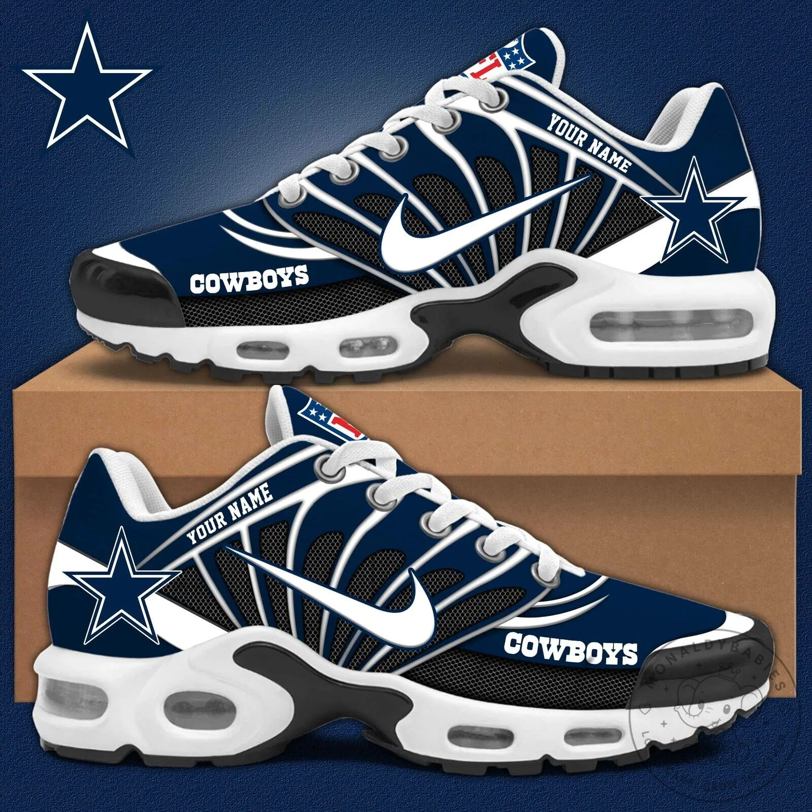Dallas Cowboys Personalized Name Team Logo Air Cushion Running Shoes