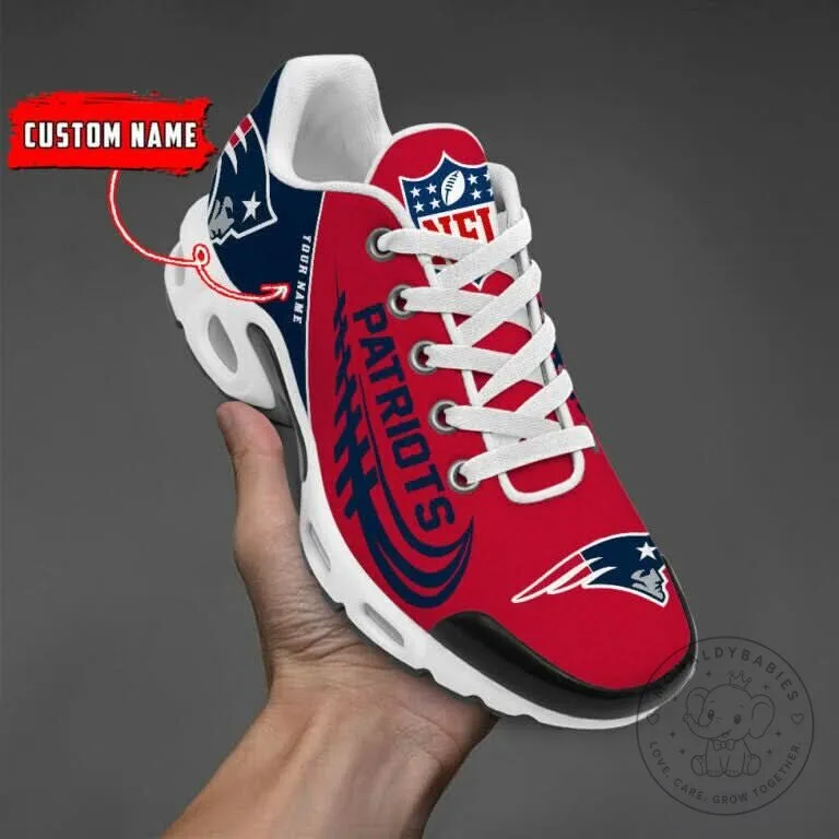 New England Patriots Custom Name Red White And Blue Running Shoes
