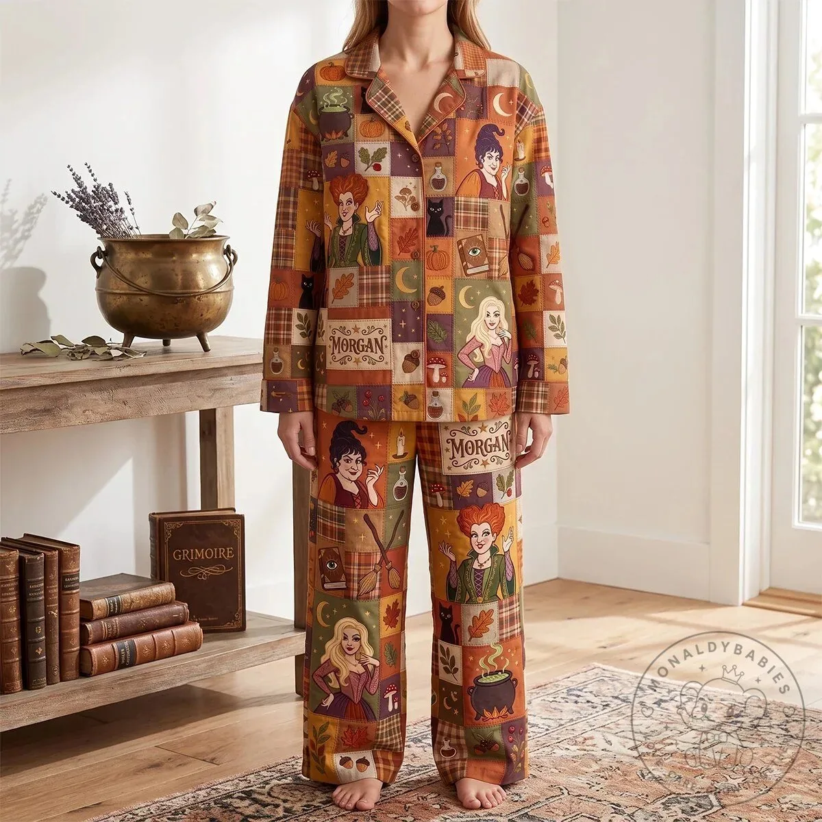Hocus Pocus Sisters Patchwork Halloween Pajamas Set 11 Hocus Pocus Sisters Patchwork Halloween Pajamas Set