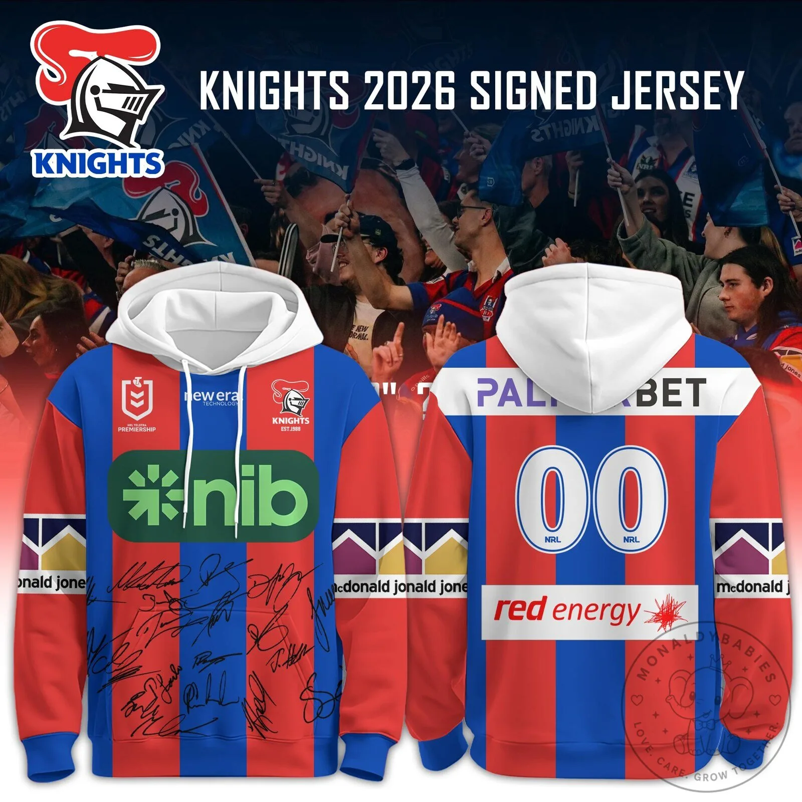 Newcastle Knights Rugby League Football Club Signed Hoodie 1 Newcastle Knights Rugby League Football Club Signed Hoodie