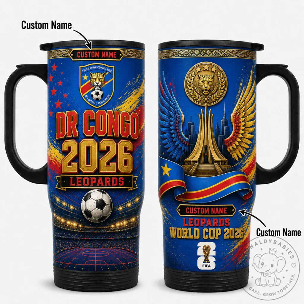 Democratic Republic of Congo FIFA World Cup 2026 Leopards Football Travel Tumbler Democratic Republic of Congo FIFA World Cup 2026 Leopards Football Travel Tumbler