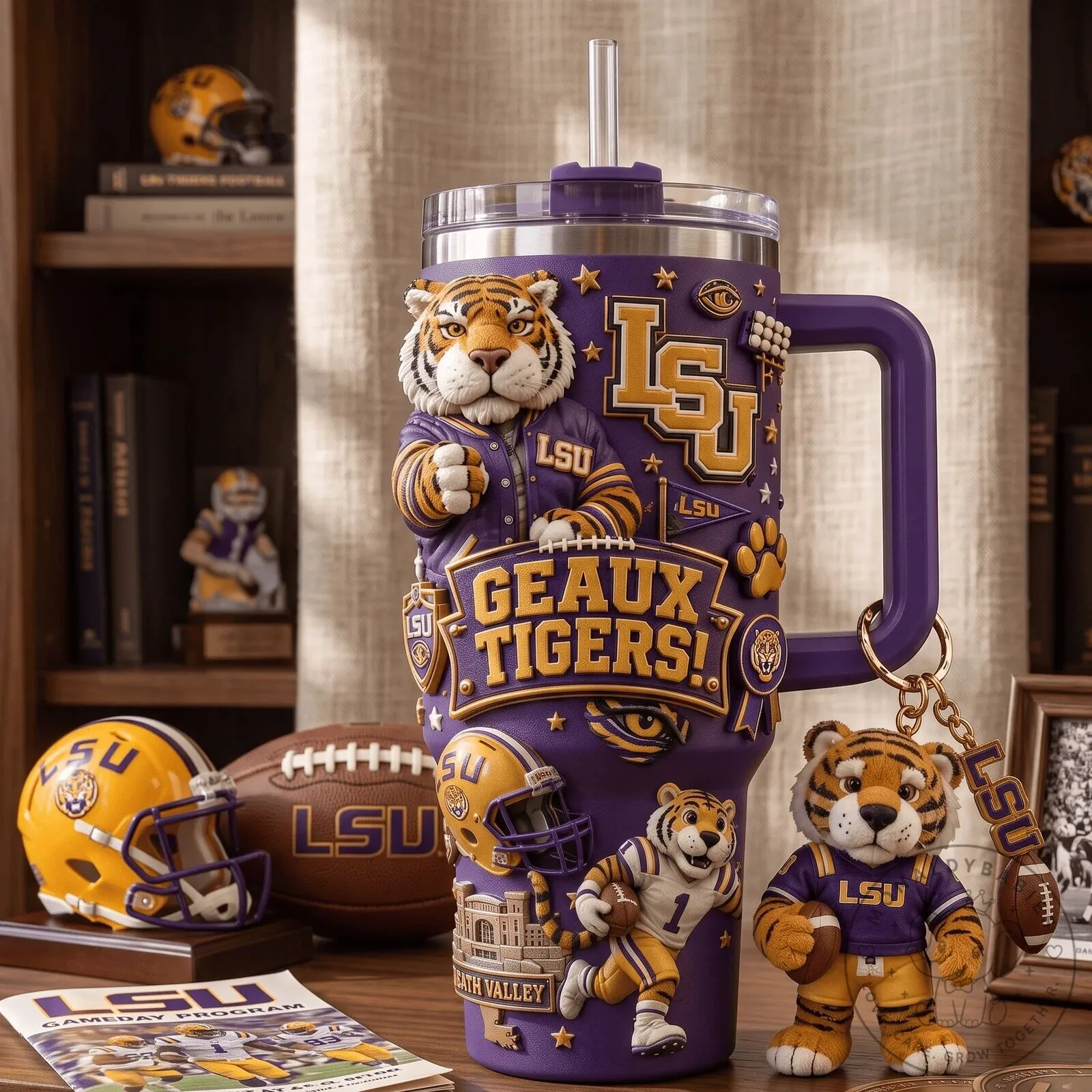 Louisiana State University Tigers Geaux Tigers Insulated Stainless Steel Tumbler