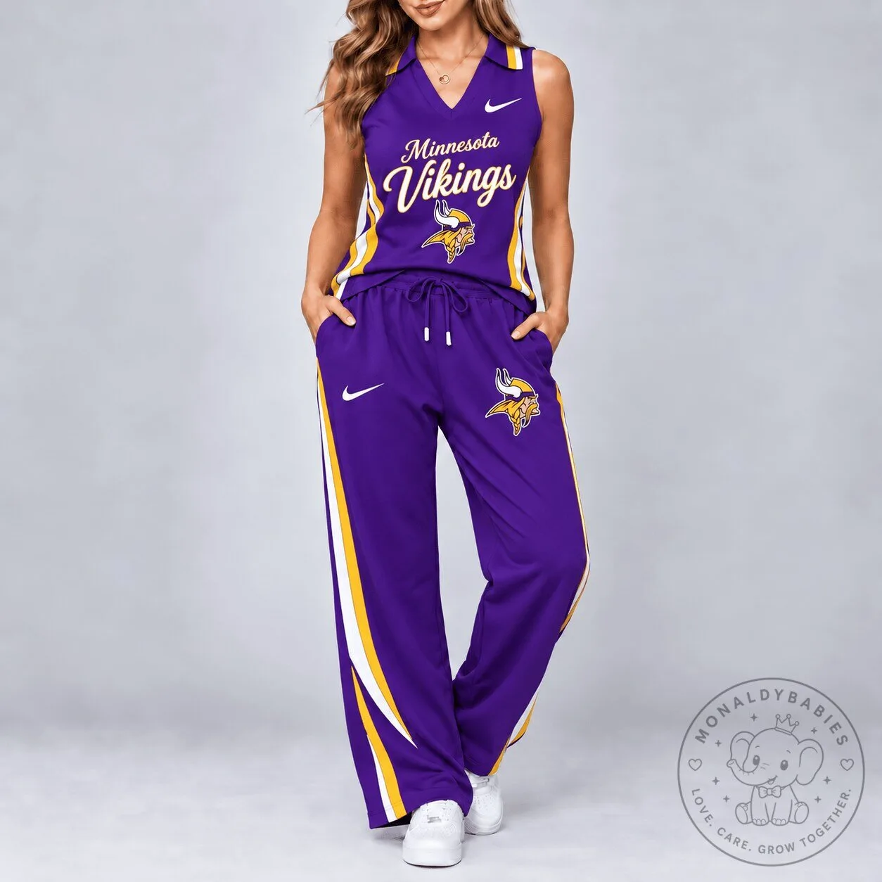 Minnesota Vikings Women's Purple Sleeveless V-Neck Top and Wide Leg Pants Set