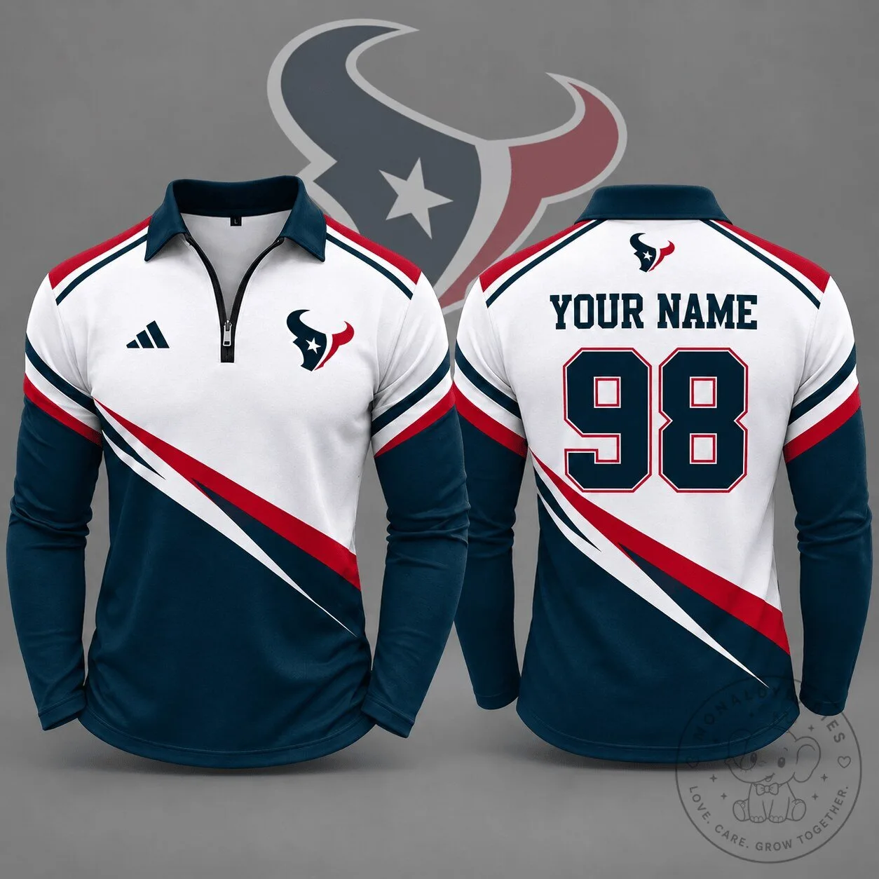 Houston Texans Quarter Zip Long Sleeve Polo Shirt 2 Houston Texans Quarter Zip Long Sleeve Polo Shirt
