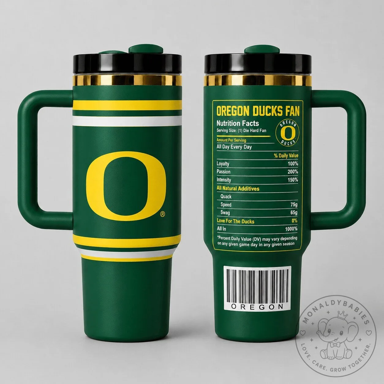 Oregon Ducks Fan Nutrition Facts Insulated Tumbler with Handle
