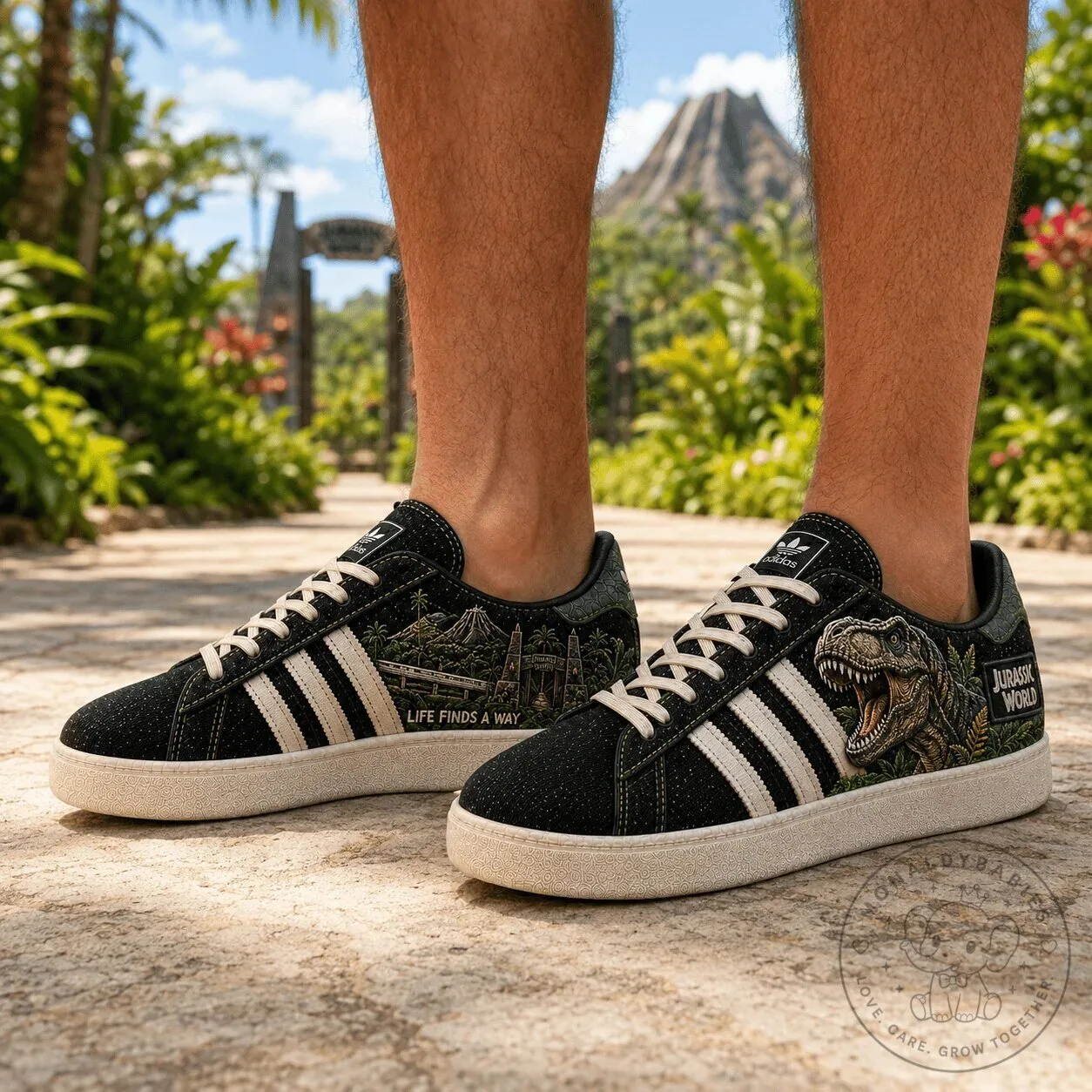 Black Casual Shoes Inspired by Jurassic World: Life Finds A Way Dinosaur Park 1 Black Casual Shoes Inspired by Jurassic World: Life Finds A Way Dinosaur Park