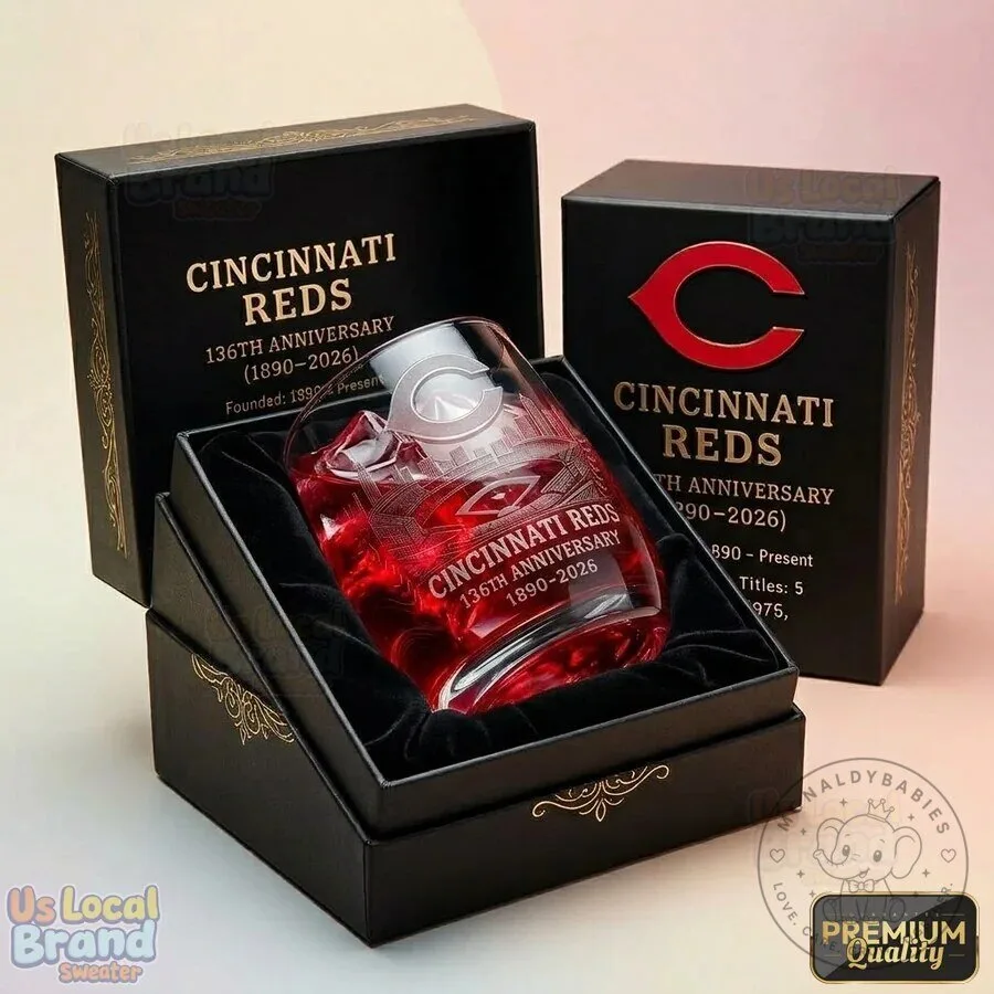 Cincinnati Reds 136th Anniversary Commemorative Whiskey Drinking Glass