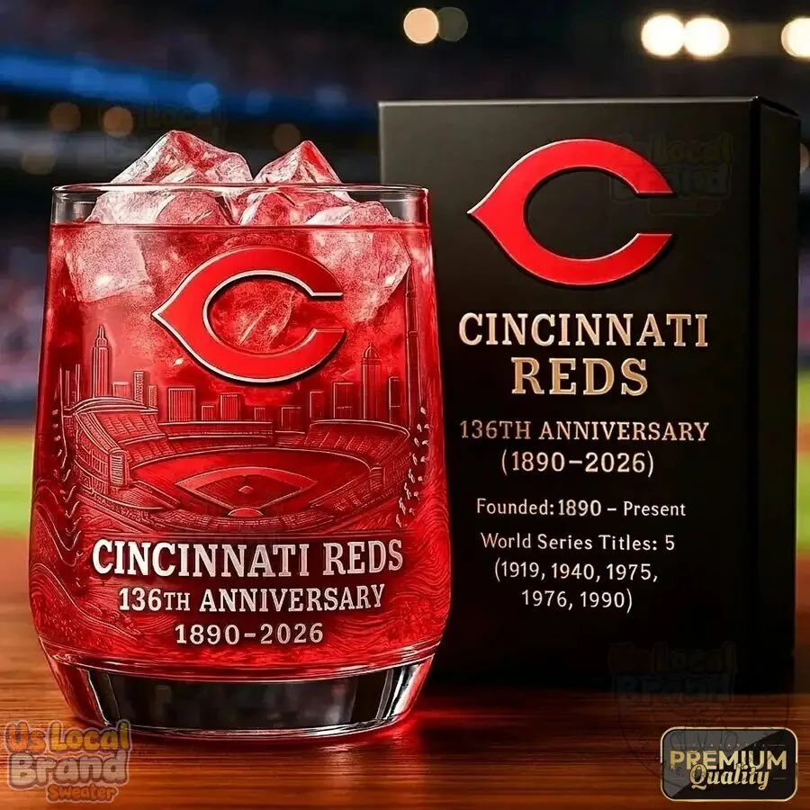 Cincinnati Reds 136th Anniversary Commemorative Whiskey Drinking Glass 7 Cincinnati Reds 136th Anniversary Commemorative Whiskey Drinking Glass