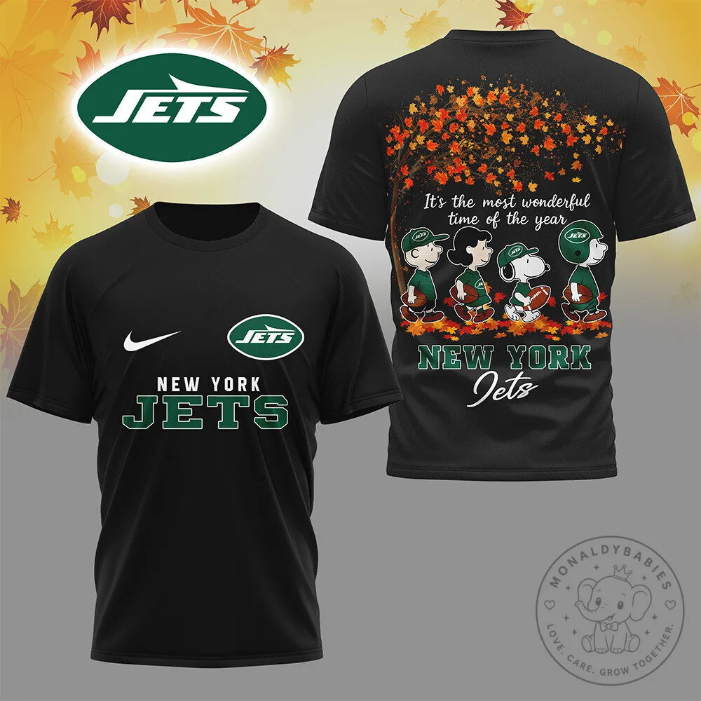 New York Jets Snoopy Charlie Brown Autumn Leaves Football Fan T-Shirt 6 New York Jets Snoopy Charlie Brown Autumn Leaves Football Fan T-Shirt