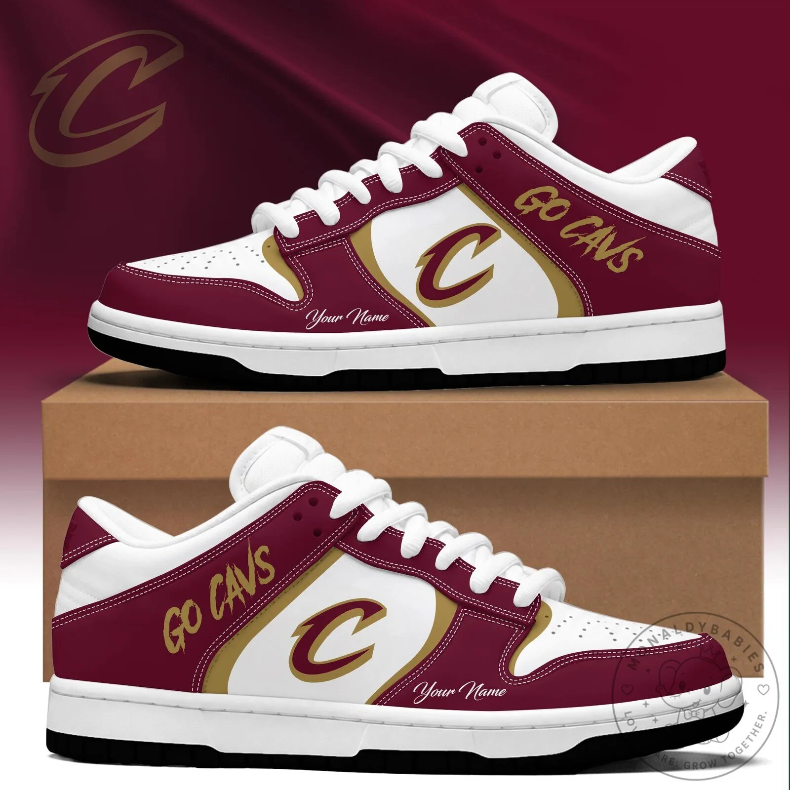Cleveland Cavaliers Go Cavs Personalized Low Top Sneakers