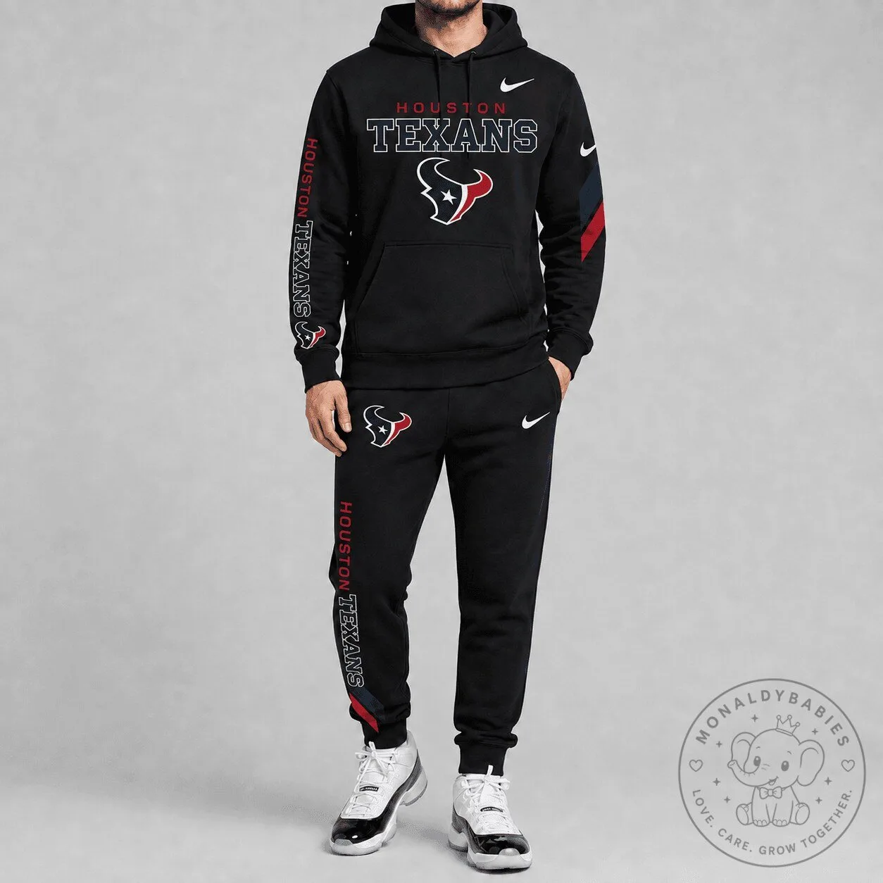 Houston Texans NFL Football Team Black Hoodie and Jogger Pants Set