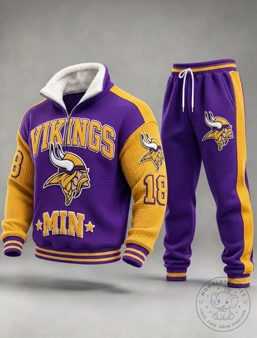 Minnesota Vikings Quarter-Zip Pullover and Jogger Pants Tracksuit Set
