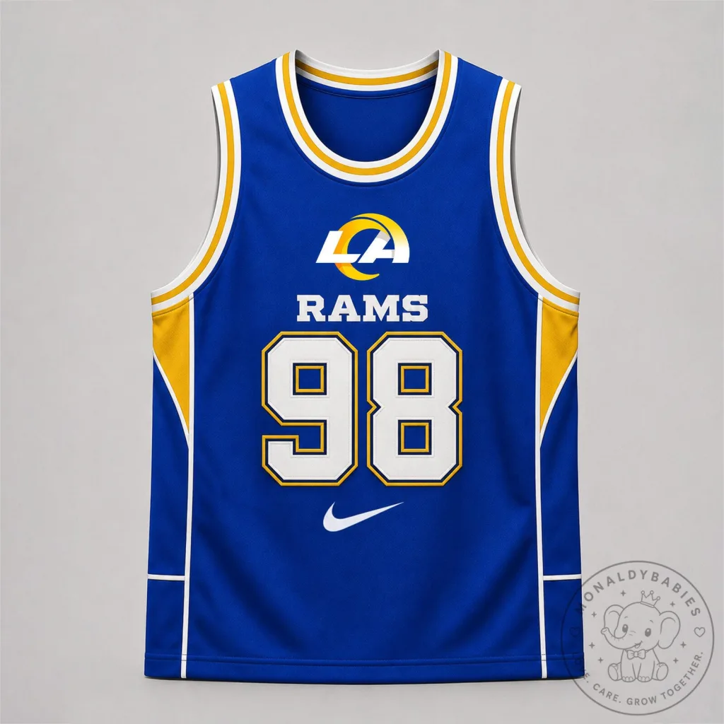 Los Angeles Rams Blue and Yellow Custom Number 98 Basketball Jersey 47 Los Angeles Rams Blue and Yellow Custom Number 98 Basketball Jersey