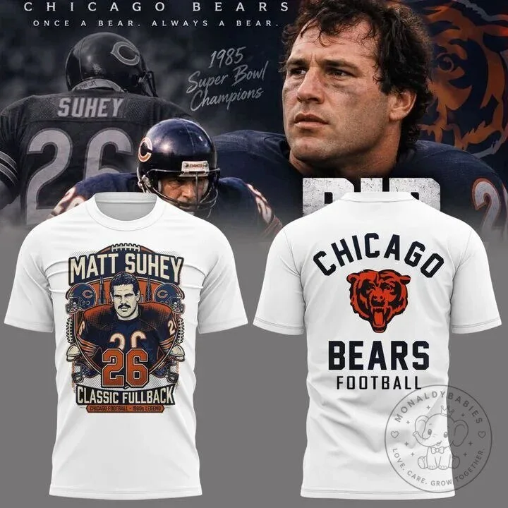 Chicago Bears Matt Suhey Classic Fullback Football Legend T-Shirt