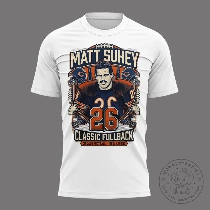 Chicago Bears Matt Suhey Classic Fullback Football Legend T-Shirt 9 Chicago Bears Matt Suhey Classic Fullback Football Legend T-Shirt