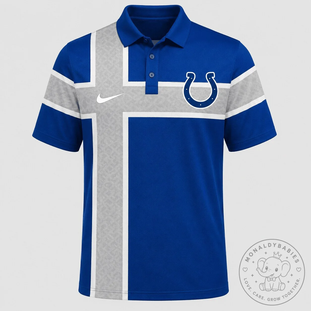 Indianapolis Colts Nike Blue and Gray Cross Stripe Polo Shirt 1 Indianapolis Colts Nike Blue and Gray Cross Stripe Polo Shirt