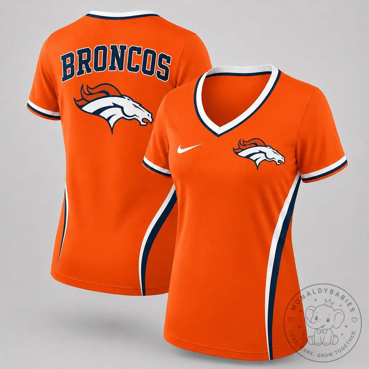 Denver Broncos NFL Fan Shirt Women's Orange V-Neck Performance T-Shirt