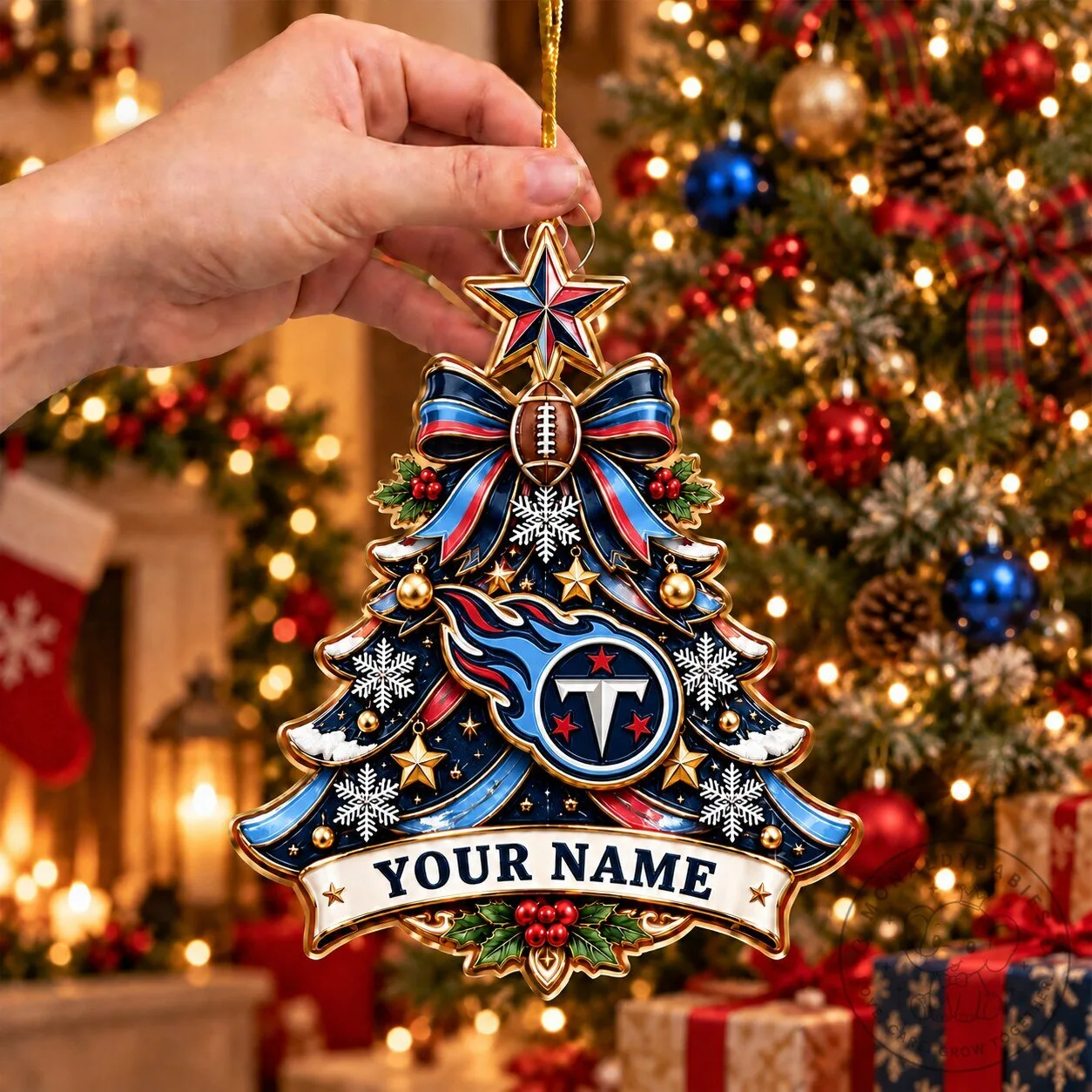 Tennessee Titans National Football League Christmas Tree Ornament Custom Name