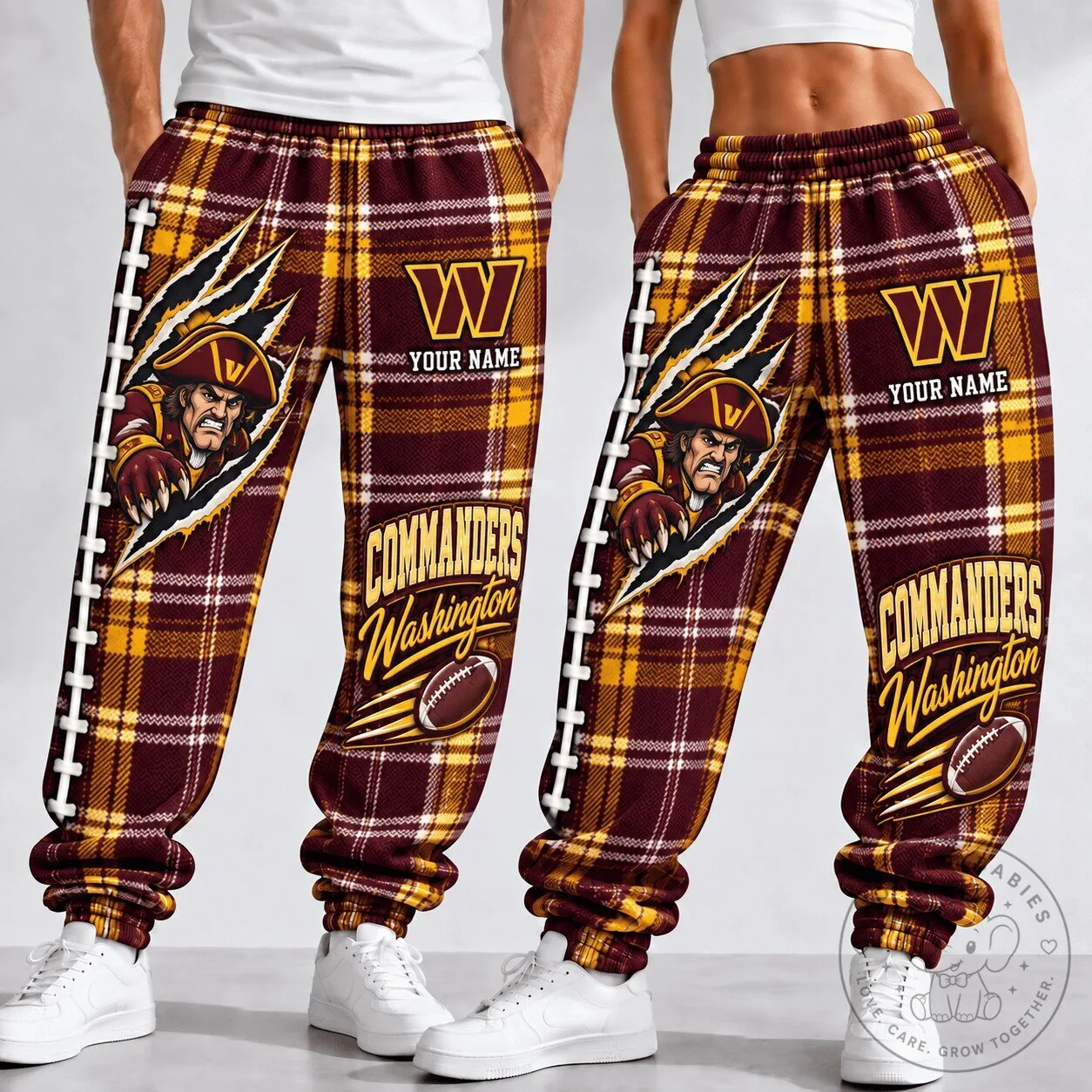Washington Commanders Plaid Custom Name Football Fan Pants