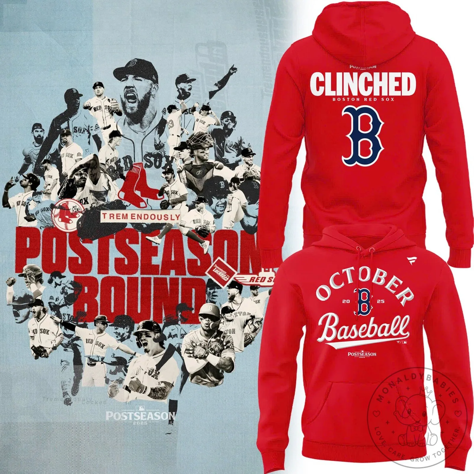 Boston Red Sox Baseball Postseason Clinched October 2025 Hoodie
