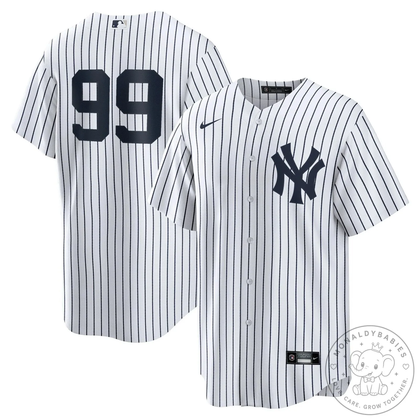 New York Yankees Pinstripe Jersey with Aaron Judge's Name and Number