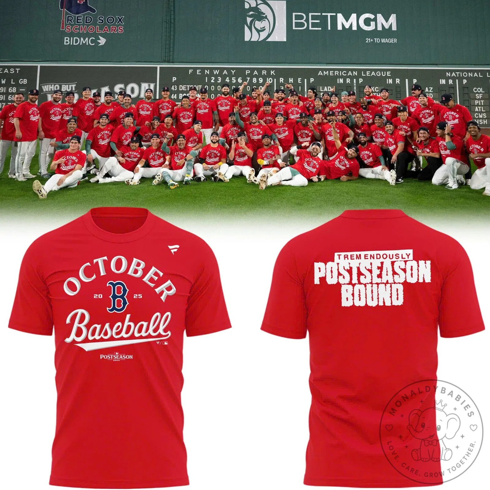 Red Sox Baseball October Postseason Bound 2025 T-Shirt