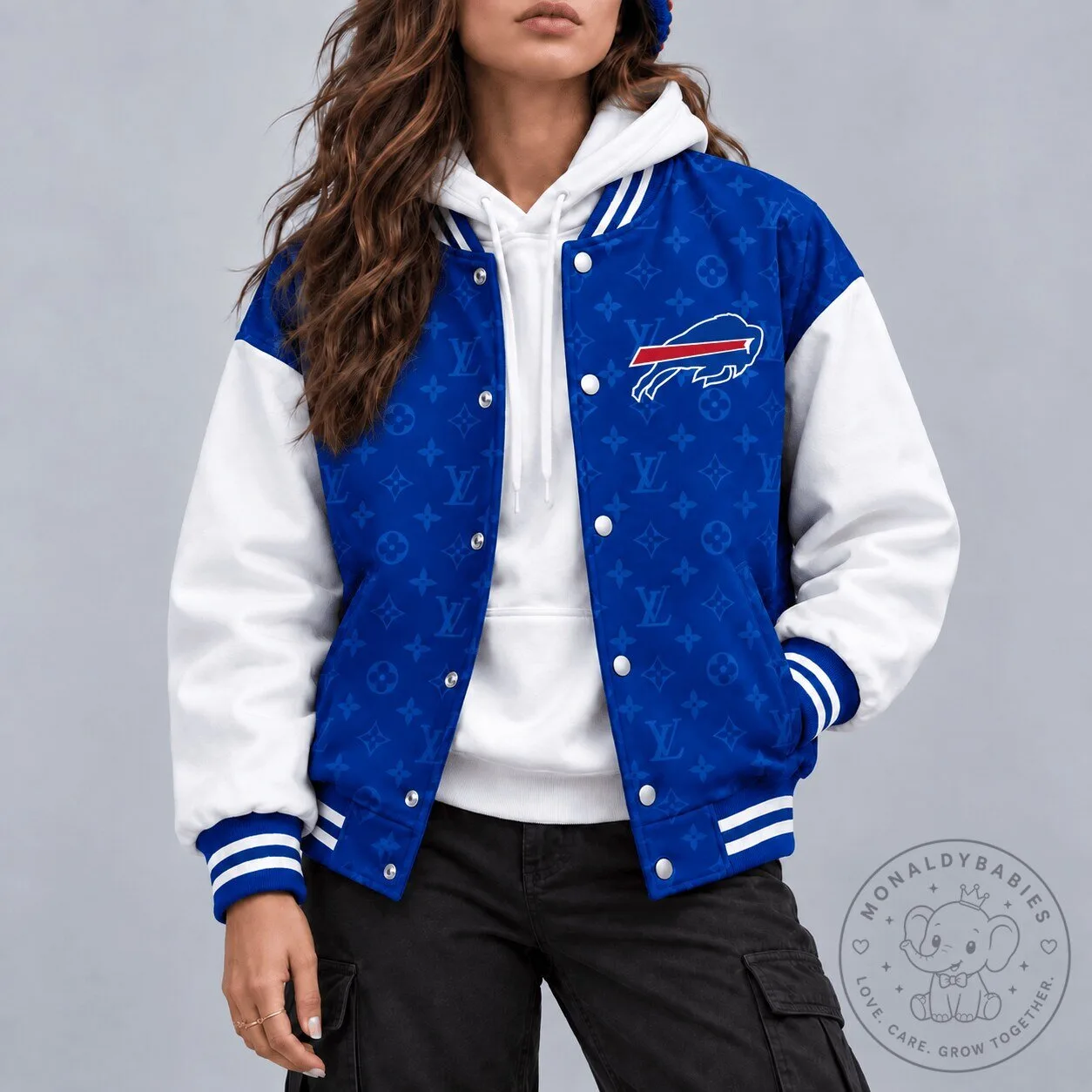Buffalo Bills NFL Luxe Monogram Varsity Bomber Jacket