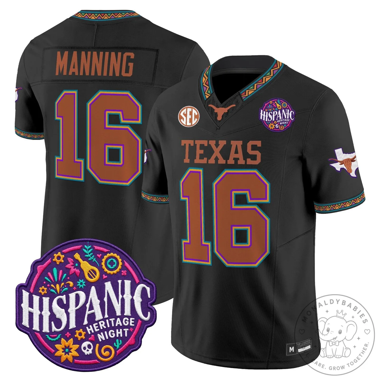 Texas Longhorns Hispanic Heritage Night Manning Number 16 Football Jersey
