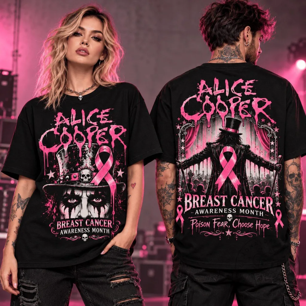 Alice Cooper Breast Cancer Awareness Month Pink Ribbon Black T-Shirt Alice Cooper Breast Cancer Awareness Month Pink Ribbon Black T-Shirt