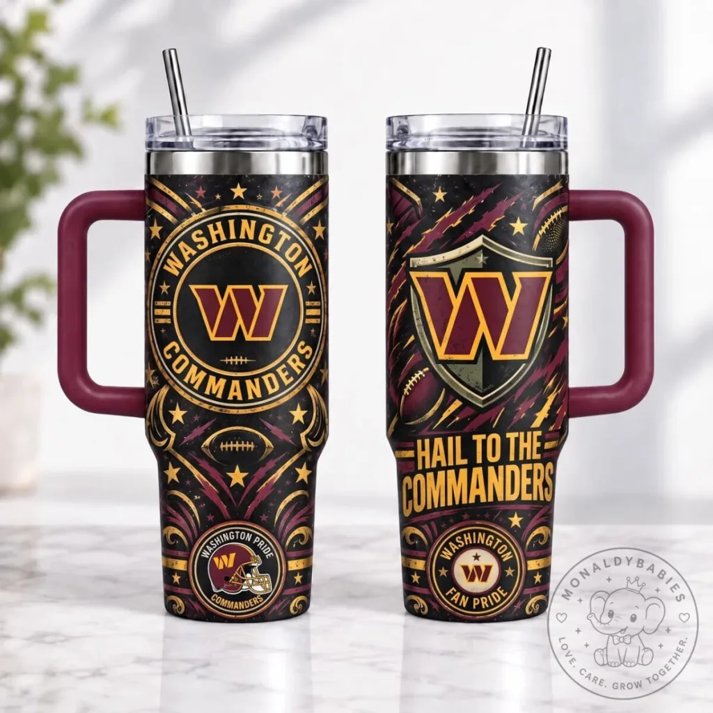 Washington Commanders Football Team Vintage Logo 40oz Tumbler with Handle Washington Commanders Football Team Vintage Logo 40oz Tumbler with Handle