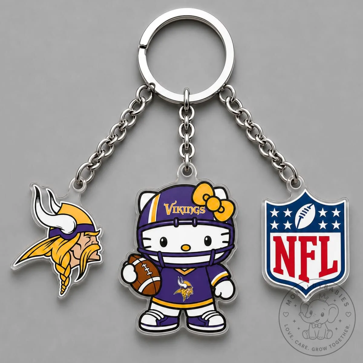 Minnesota Vikings Hello Kitty NFL Football Team Triple Charm Keychain