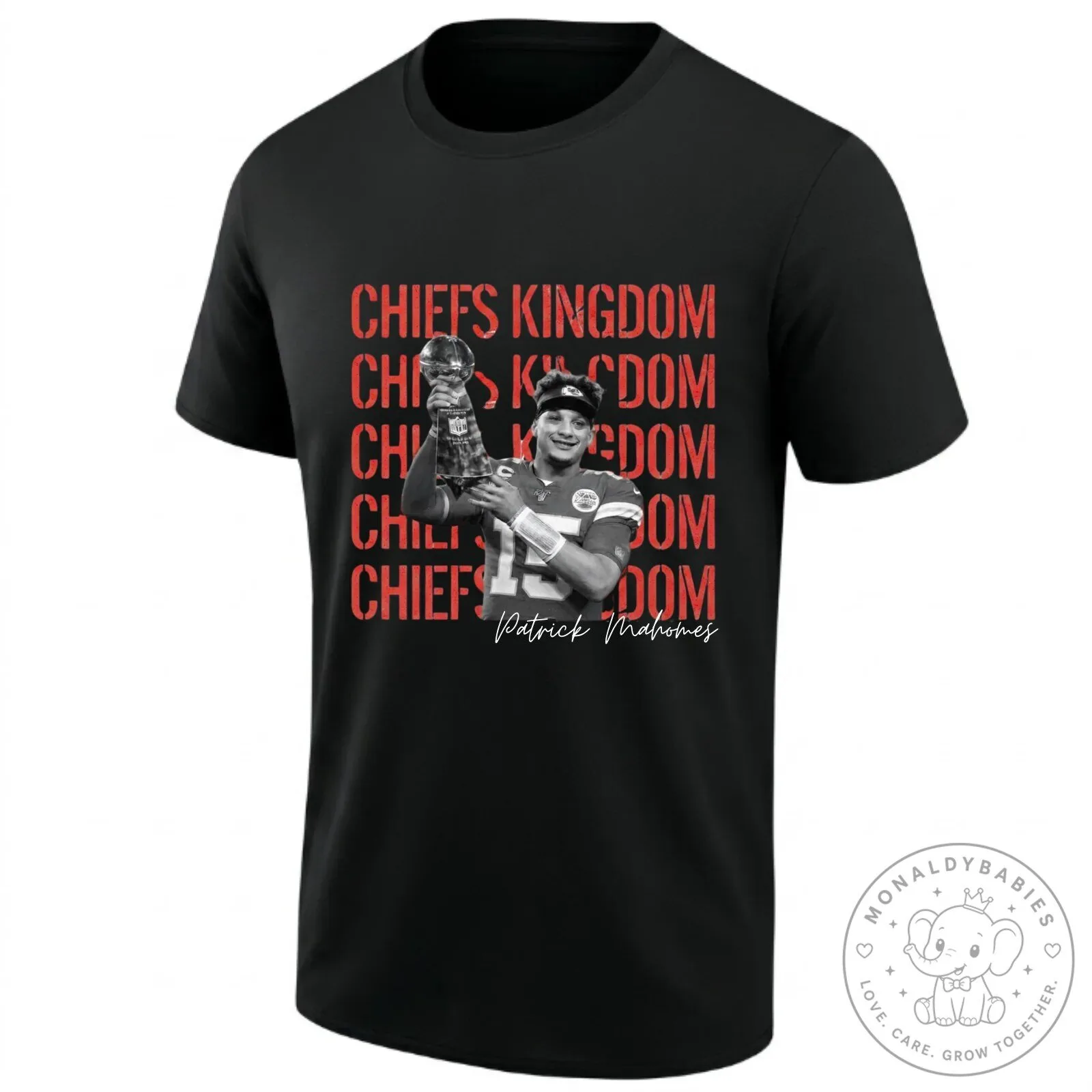 Kansas City Chiefs Patrick Mahomes Super Bowl Champions Kingdom Black T-Shirt