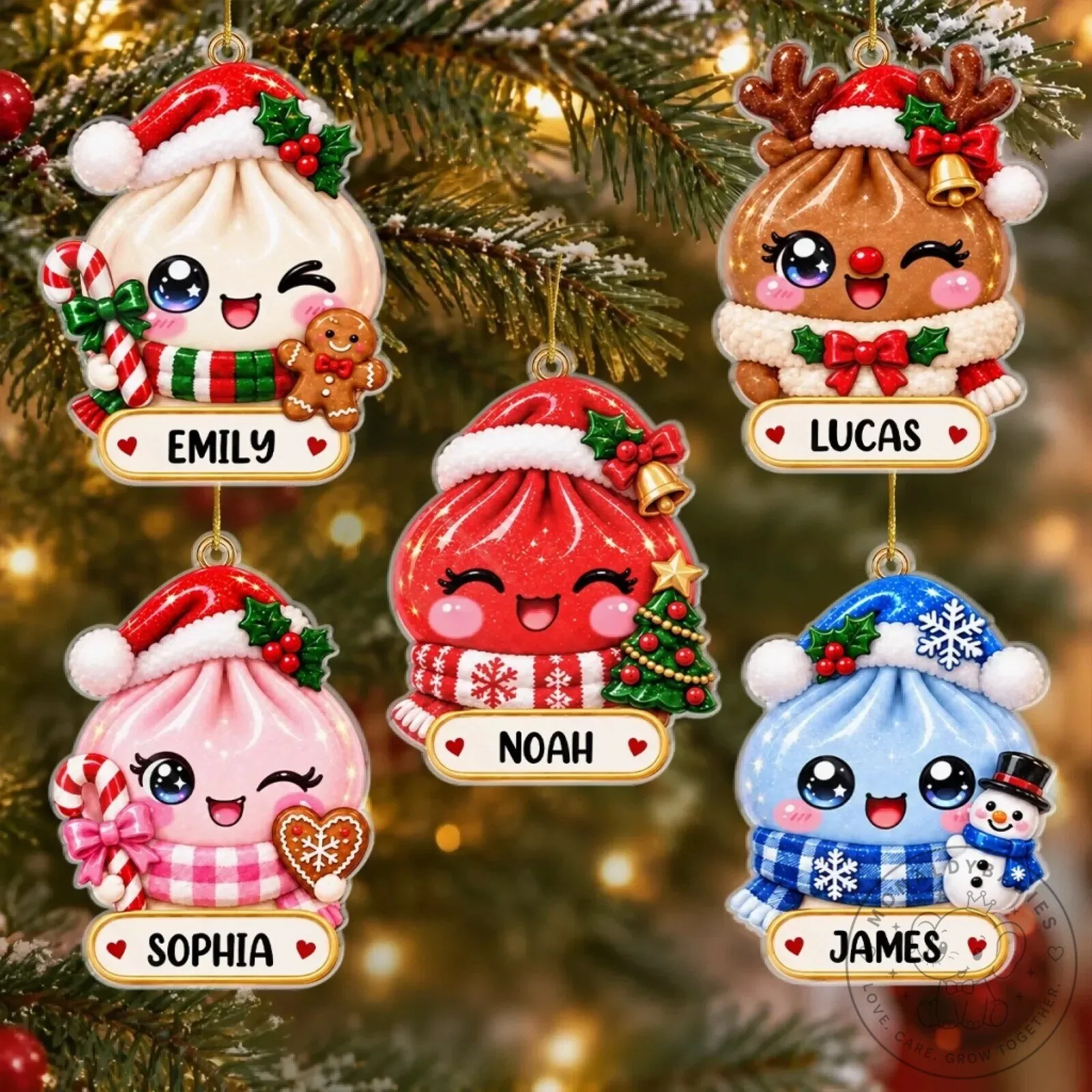 Personalized Christmas Dumpling Ornament Custom Name Holiday Tree Decoration Gift