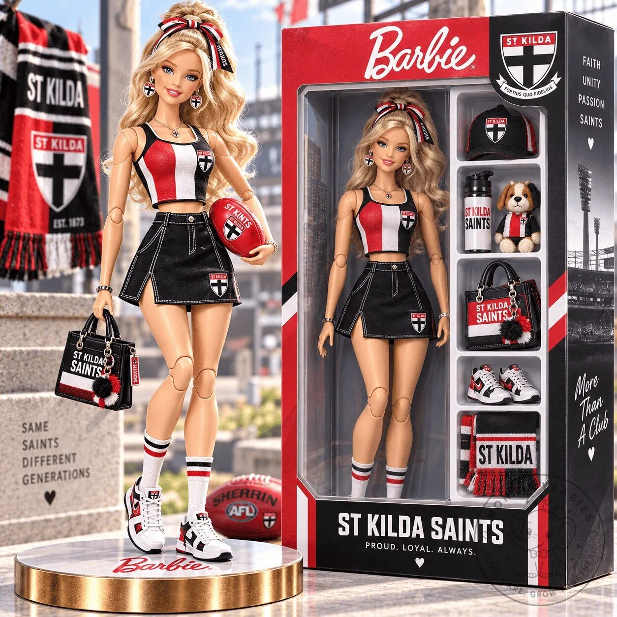 Barbie St Kilda Saints Australian Football League Commemorative Doll 2 Barbie St Kilda Saints Australian Football League Commemorative Doll