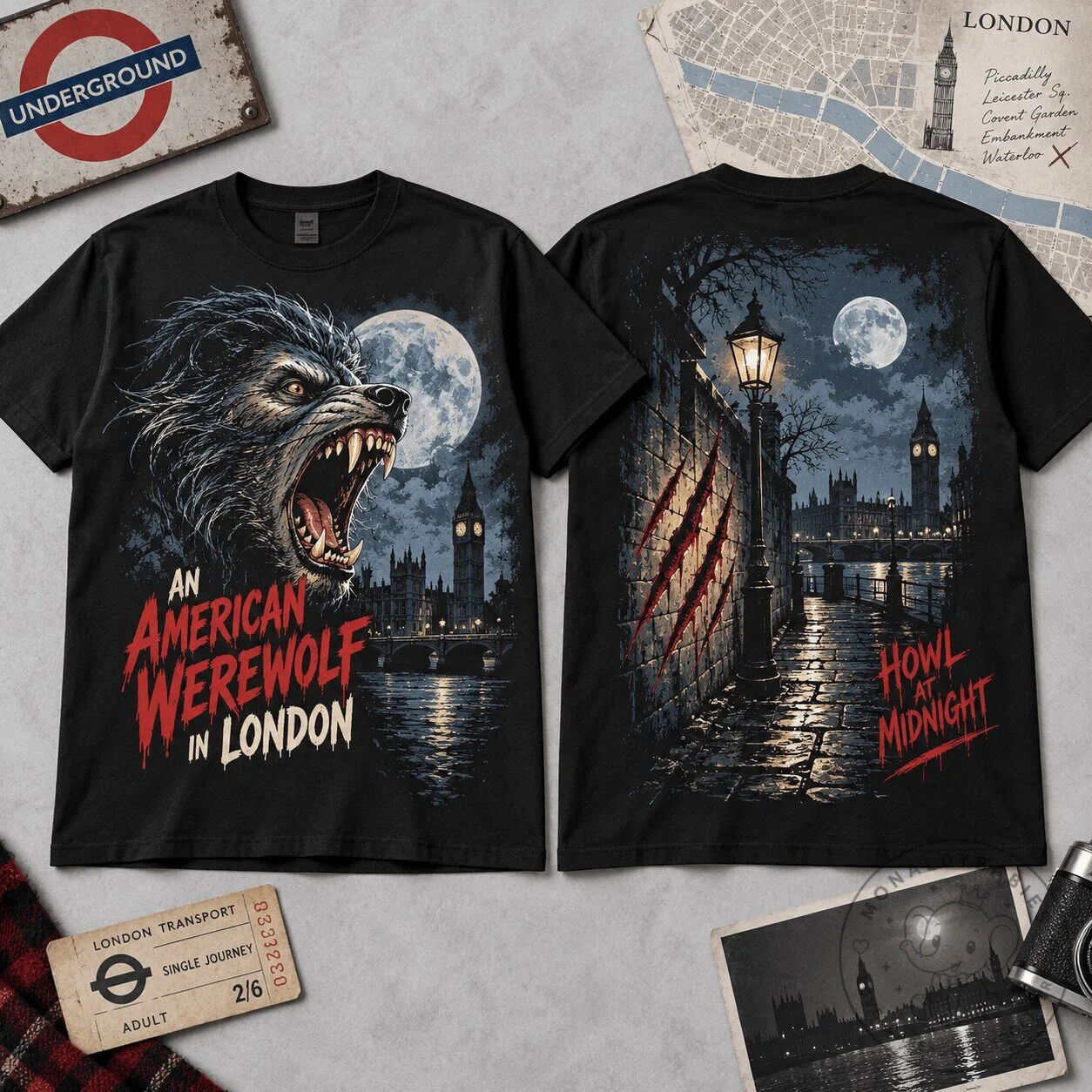 An American Werewolf in London Howl at Midnight Horror Movie T-Shirt