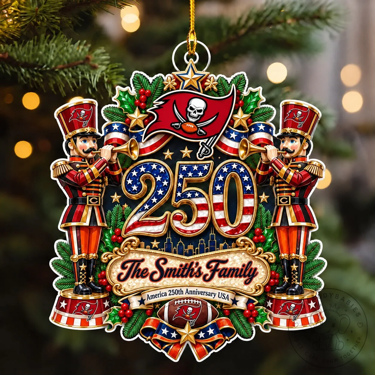 Tampa Bay Buccaneers NFL 250th Anniversary Christmas Ornament