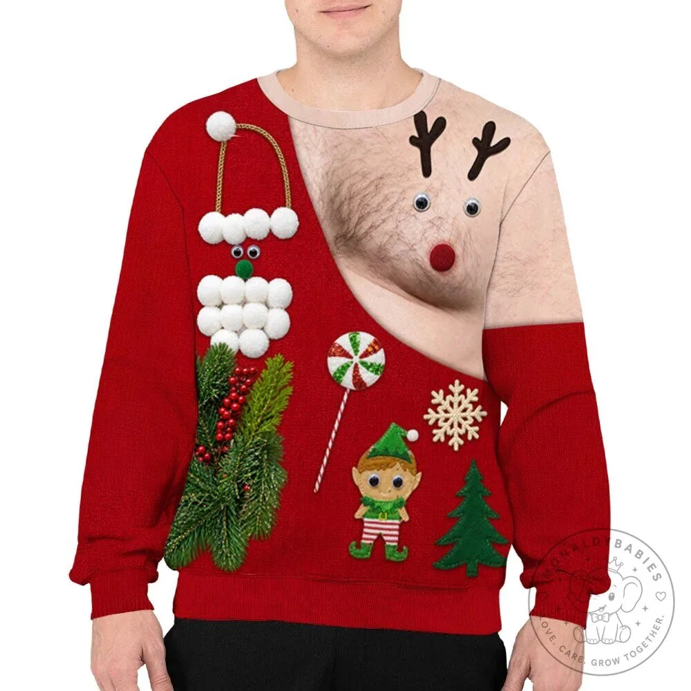 Funny Reindeer Nipple Christmas Ugly Sweater for Couples 17 Funny Reindeer Nipple Christmas Ugly Sweater for Couples
