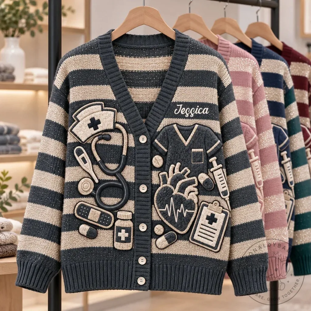 Personalized Nurse Life Custom Name Cardigan Sweater for Nurses Personalized Nurse Life Custom Name Cardigan Sweater for Nurses