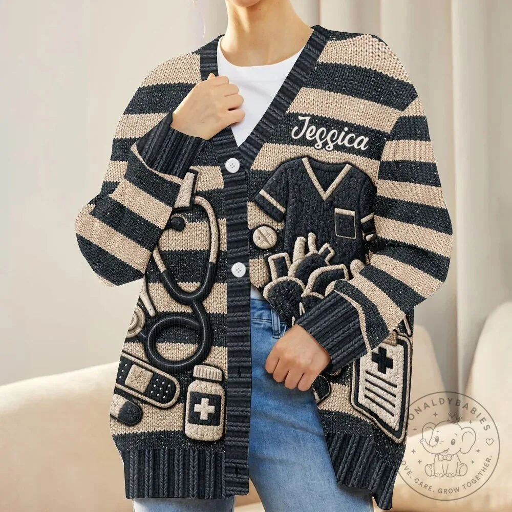Personalized Nurse Life Custom Name Cardigan Sweater for Nurses 19 Personalized Nurse Life Custom Name Cardigan Sweater for Nurses