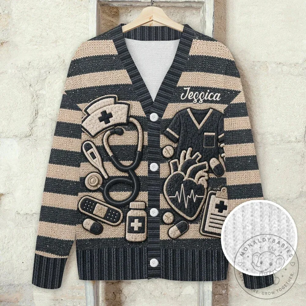 Personalized Nurse Life Custom Name Cardigan Sweater for Nurses 22 Personalized Nurse Life Custom Name Cardigan Sweater for Nurses